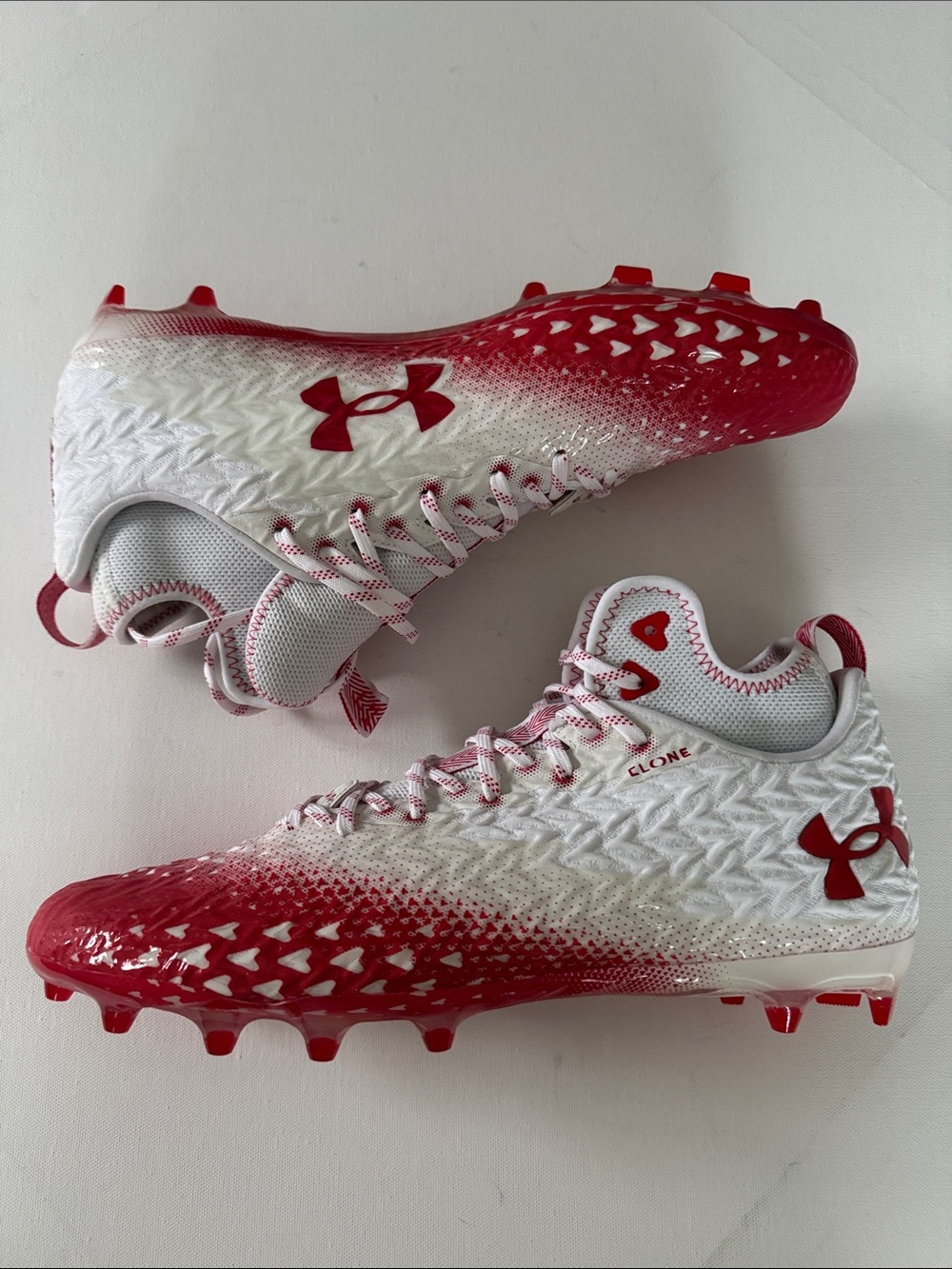 Under Armour Football Cleats Mens 15 White Red Clone